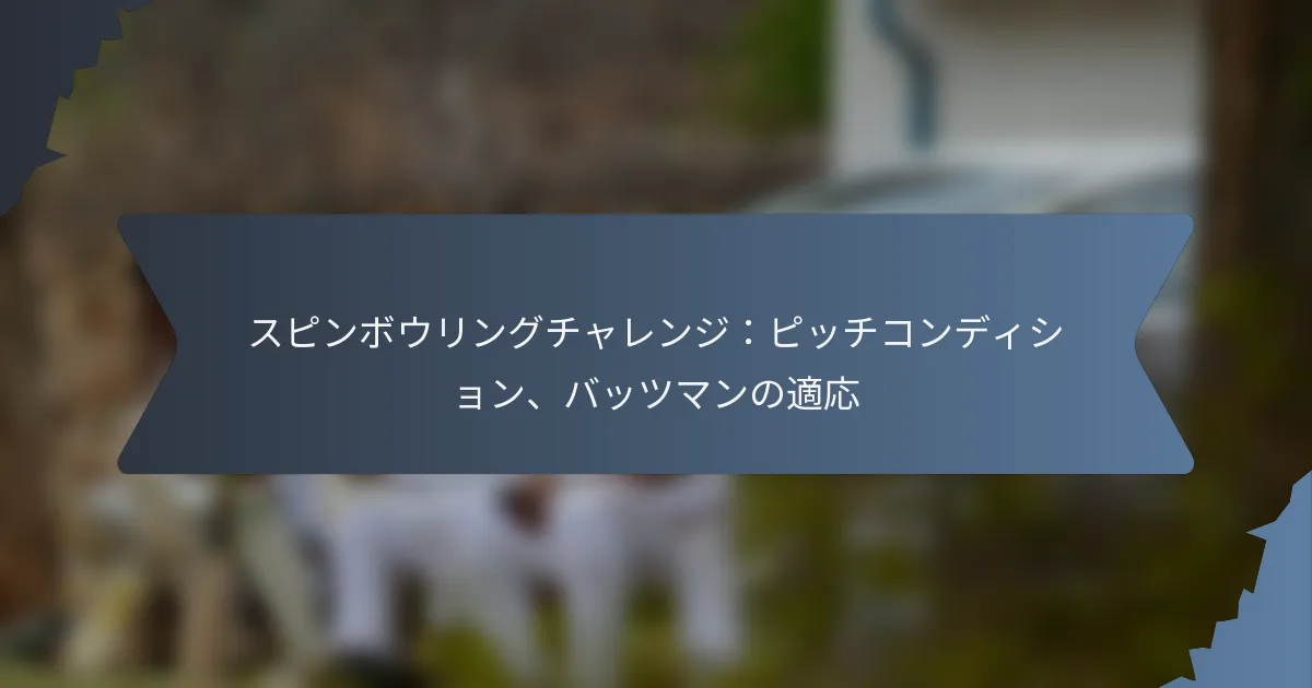 スピンボウリングチャレンジ：ピッチコンディション、バッツマンの適応